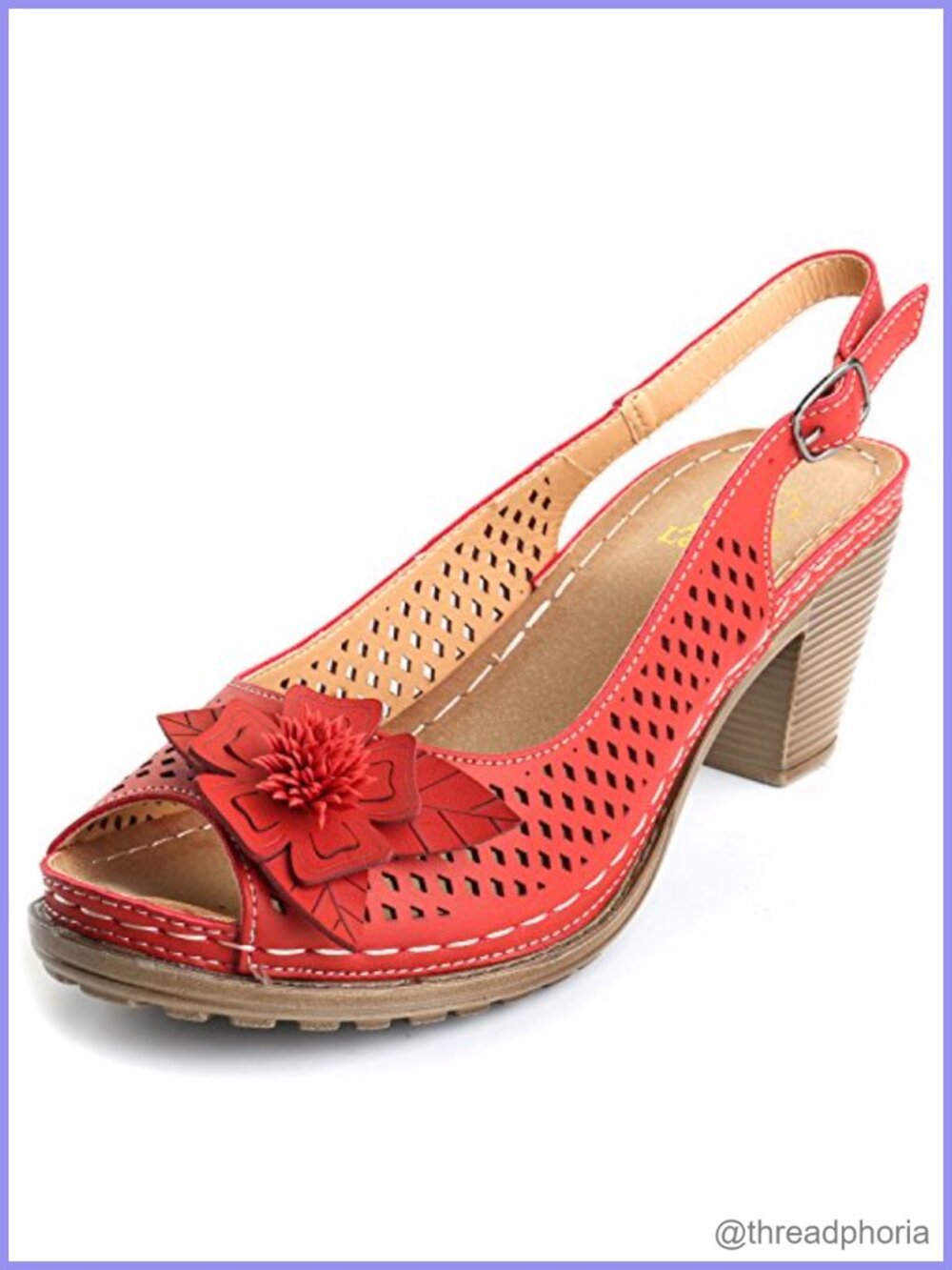 Women's Floral Wedge Sandals Memory Foam Slingback
